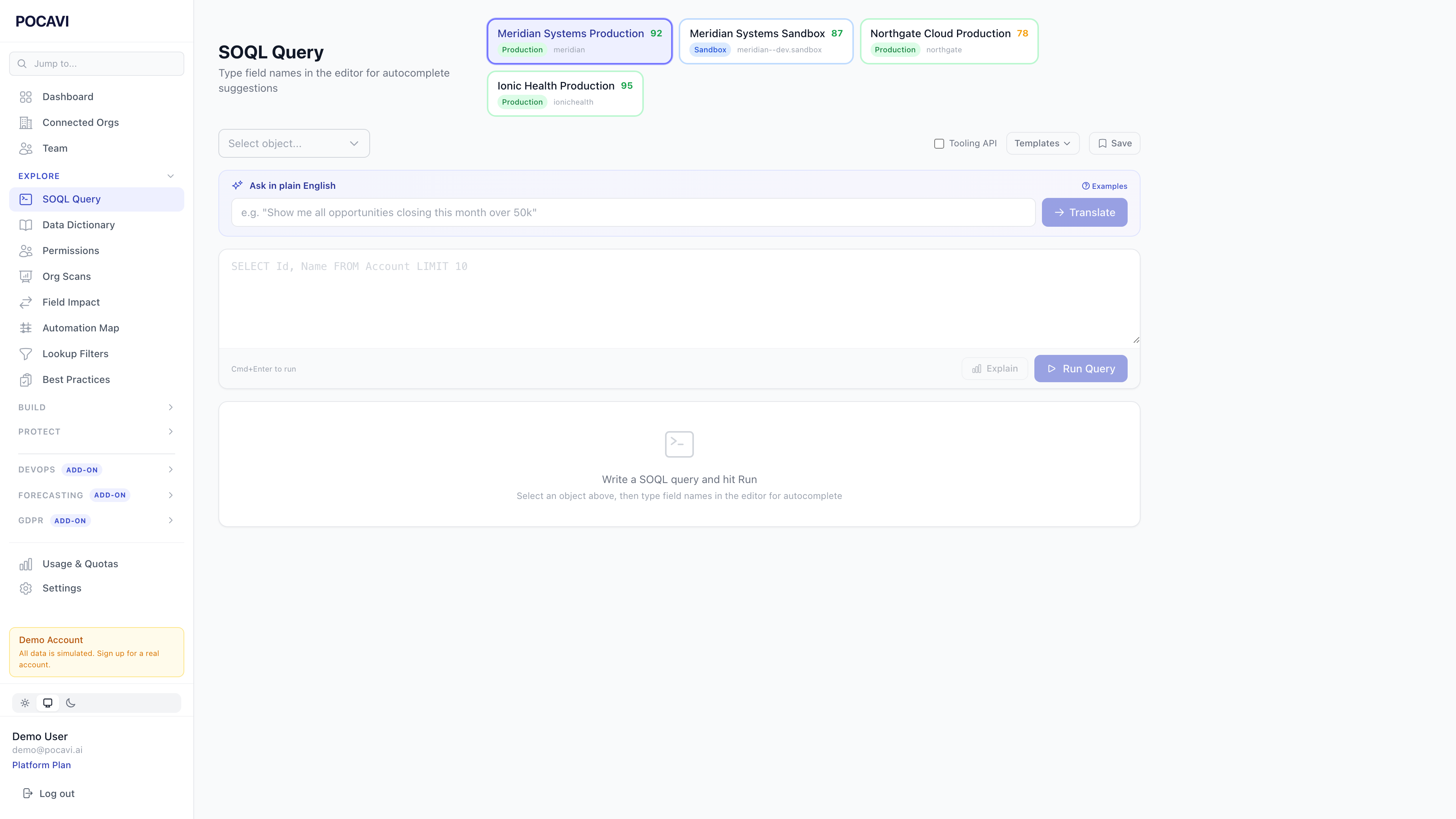 Natural language SOQL query tool